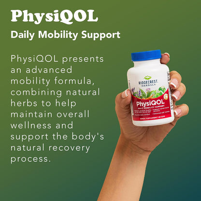 RidgeCrest Herbals PhysiQOL Turmeric Boswellia Joint Comfort 60 Ct | 30 Servings, Vegan Capsules, Natural Herbal Blend, Daily Wellness Support Formula for Adults and Seniors