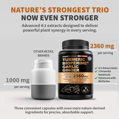 MEDCHOICE Extra Strength Organic Turmeric Curcumin with Black Pepper, 120ct