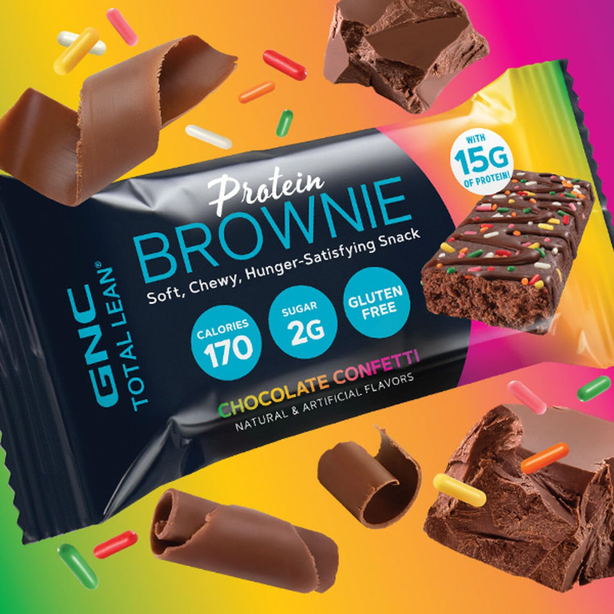GNC Total Lean Protein Brownie - Chocolate Confetti (12 Brownies)