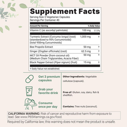 Micro Ingredients Pure Turmeric Curcumin Supplement 1,000mg – 95% Curcuminoids with Black Pepper & Ginger – High Absorption for Joint & Antioxidant Support* – Filler Free, 120 Veggie Capsules