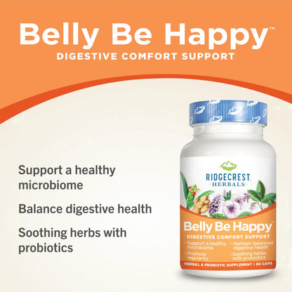 RidgeCrest Herbals Belly Be Happy - 60 Capsules - Digestive Comfort Support - Non-GMO