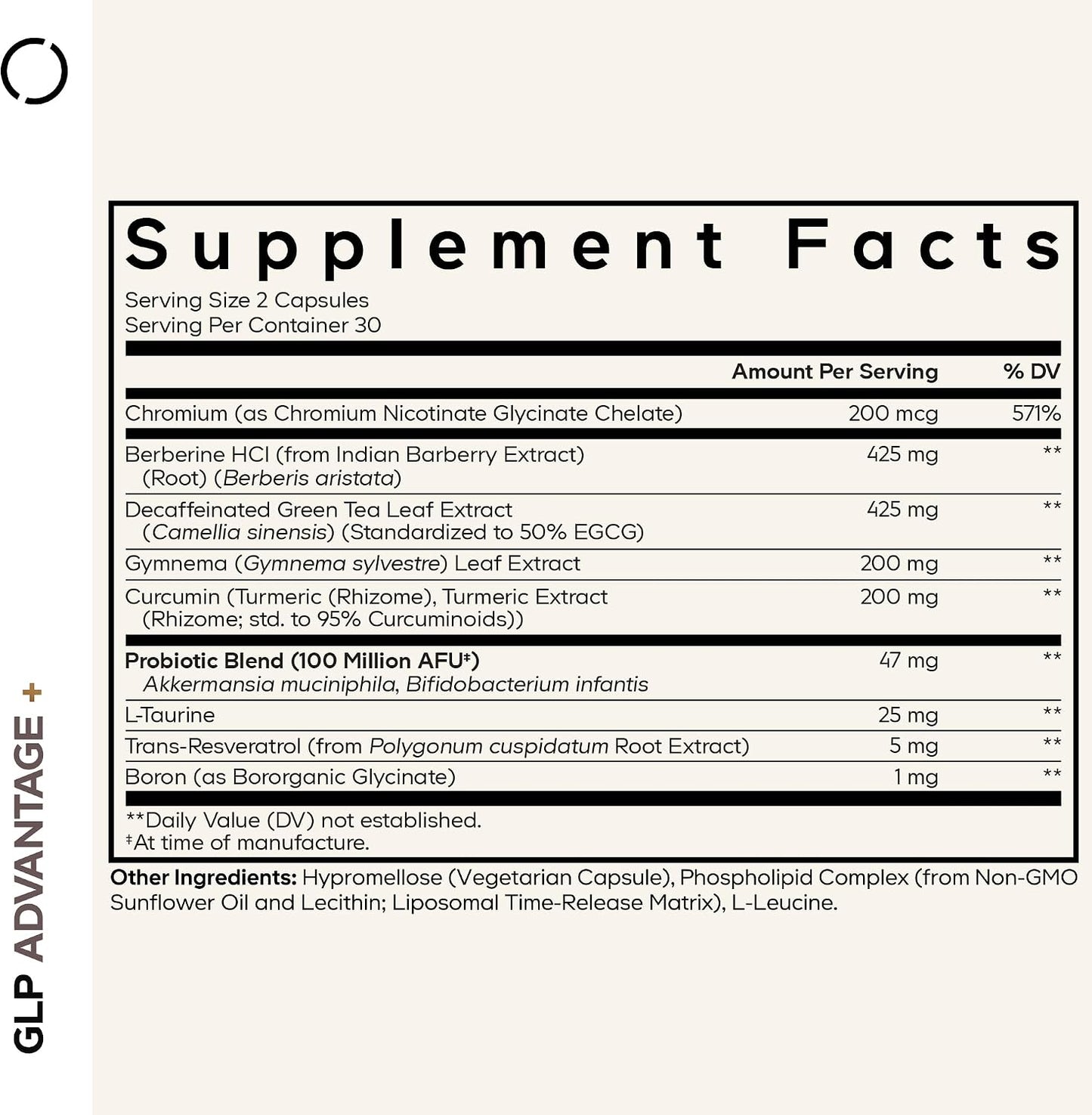 Codeage GLP-Advantage+ Supplement - Metabolic & GLP-1 Activity Support - Chromium, Berberine, Green Tea, Gymnema, Curcumin, Taurine, Resveratrol - Weight Management & Gut Health, Non-GMO - 60 Capsules