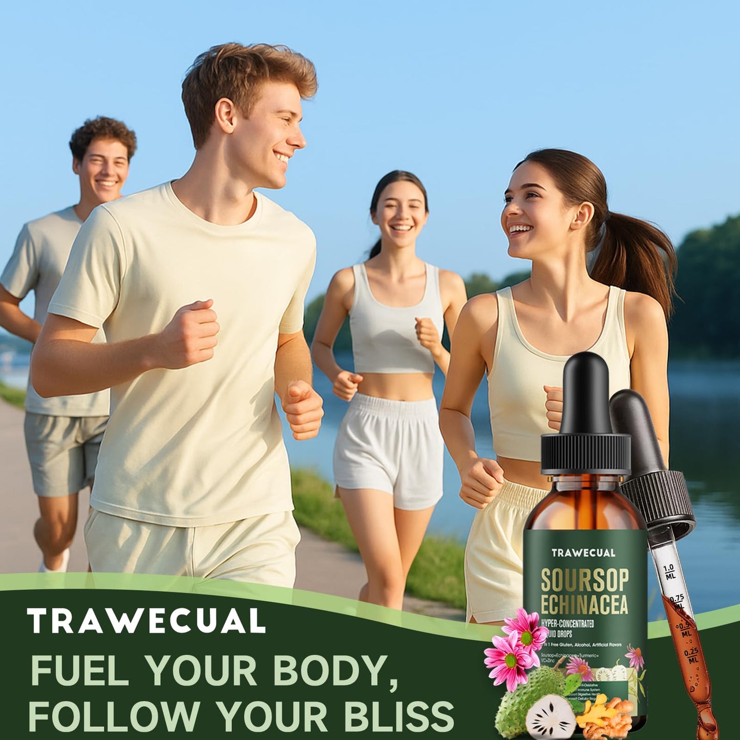Soursop Drops, Soursop Graviola Liquid Drop 1000mg with Echinacea 300mg, Turmeric, Vitamin C, Zinc - for Immune Support, Digestive Health, Antioxidant & Cell Support, 2 FL OZ