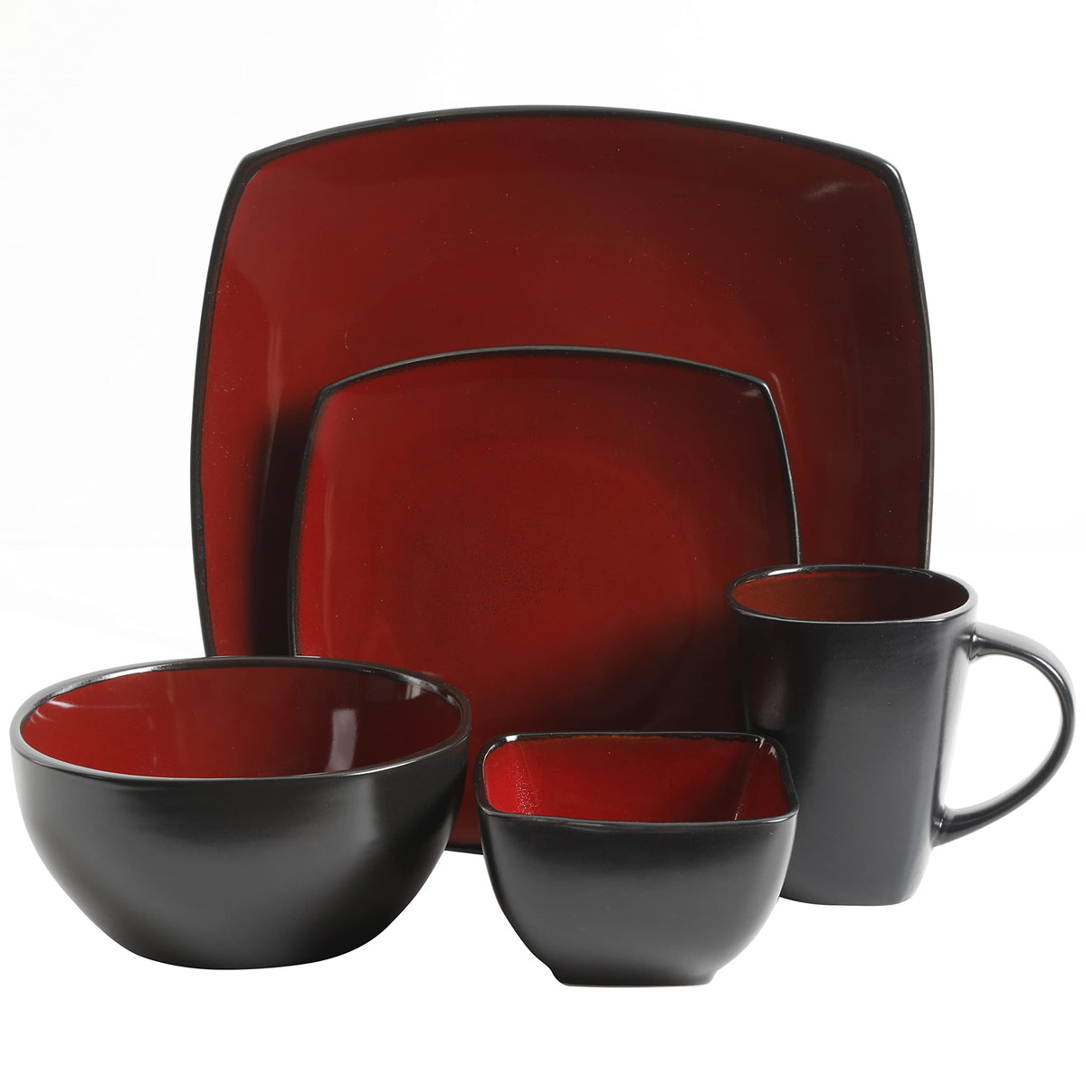 Gibson Soho Lounge Square Reactive Glaze Stoneware Dinnerware Set, Service for 8