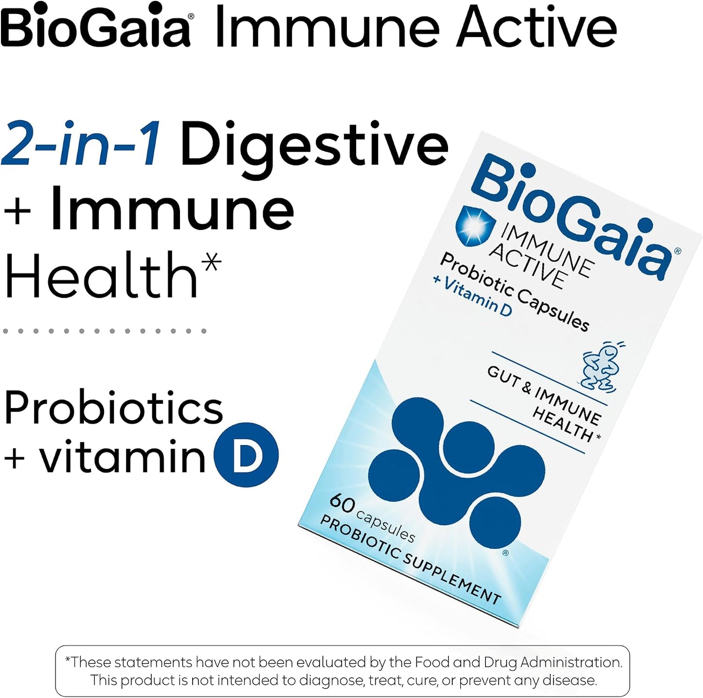 BioGaia Protectis Immune Active Probiotic | Probiotic + Vitamin D | Supports Immune, Digestive and Overall Health | Probiotics for Men & Women | Capsules | 60 Day Supply