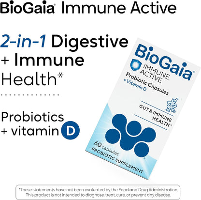BioGaia Protectis Immune Active Probiotic | Probiotic + Vitamin D | Supports Immune, Digestive and Overall Health | Probiotics for Men & Women | Capsules | 60 Day Supply