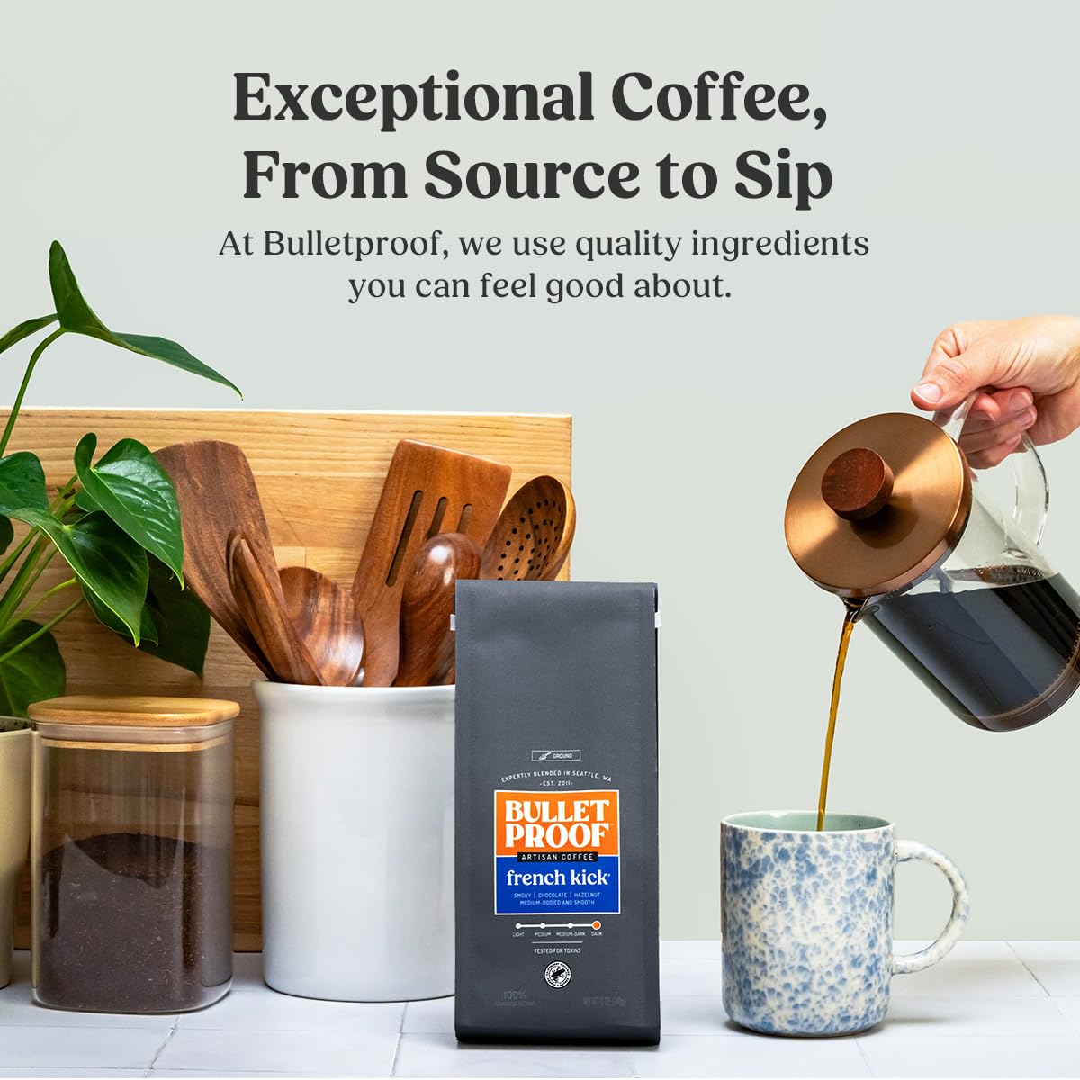 Bulletproof Original Medium Roast Ground Coffee,100% Arabica Coffee, Clean Coffee Tested for Toxins, Sustainably Sourced, 12 Ounces