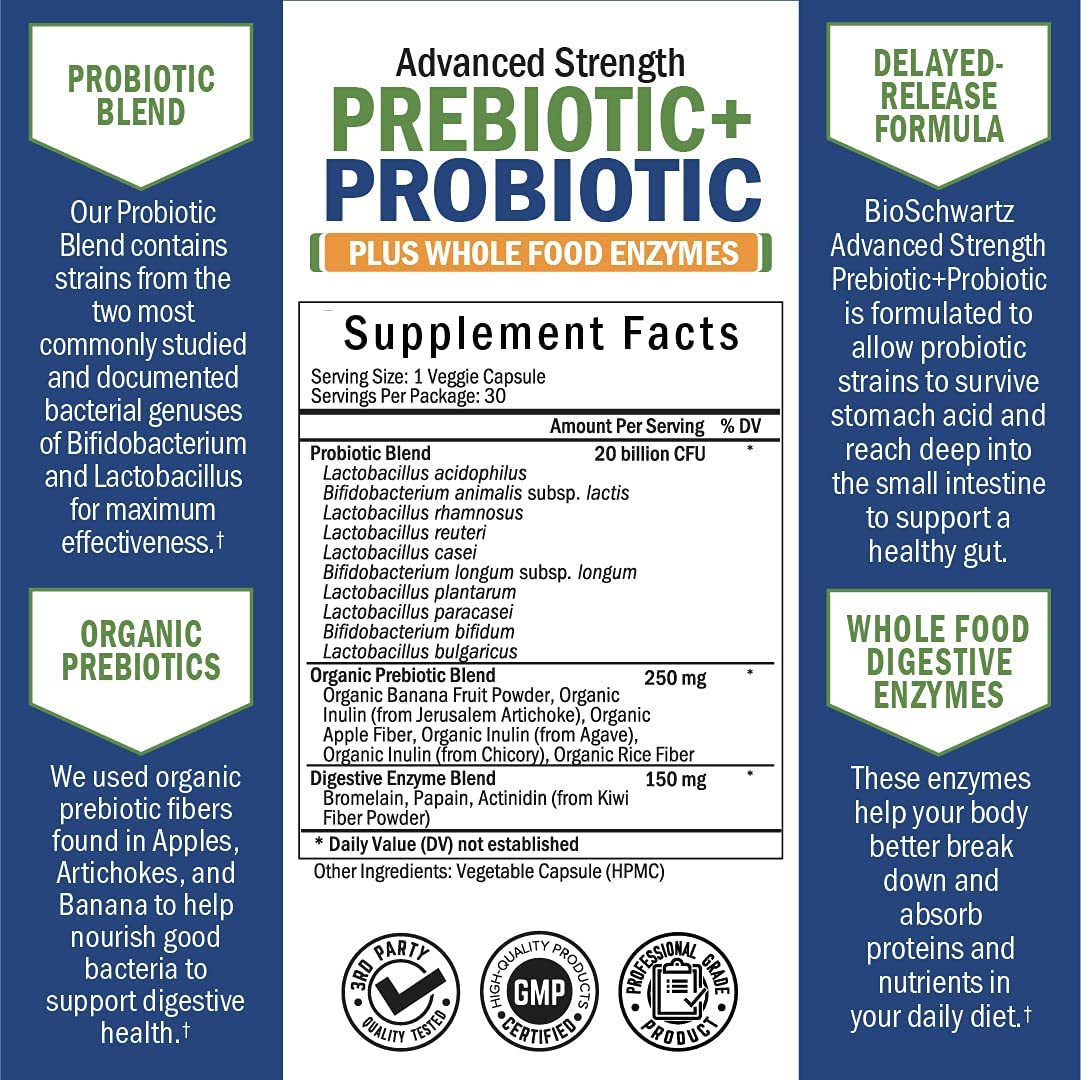 Probiotic & Prebiotic Digestive Health Capsules - 30ct, Gluten & Dairy Free, Non-GMO