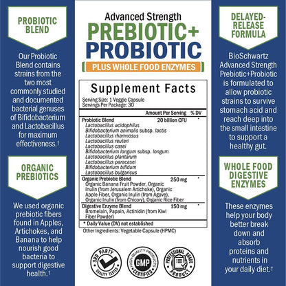 Probiotic & Prebiotic Digestive Health Capsules - 30ct, Gluten & Dairy Free, Non-GMO