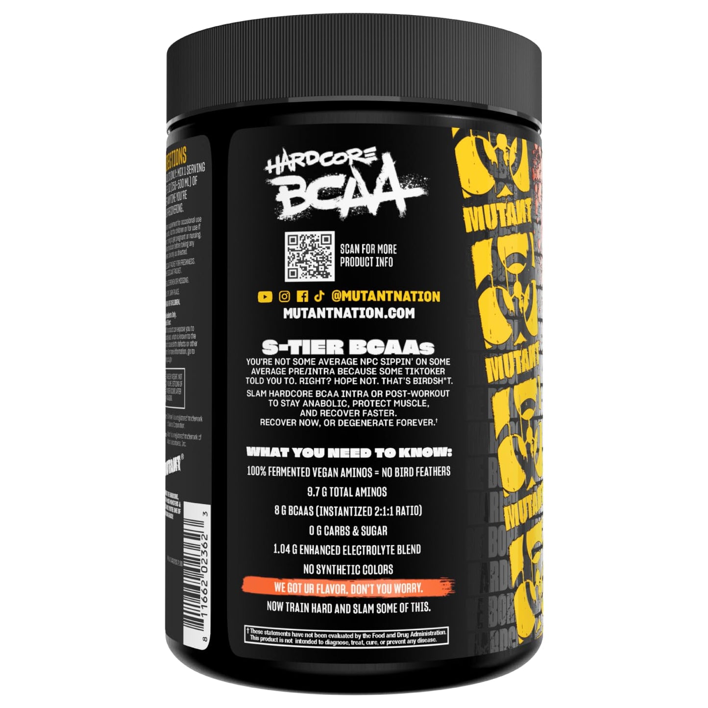 Mutant Hardcore BCAA - Pre, Intra or Post Workout – BCAA Next Level branched-Chain Amino Acids Supplement – Hydration + Recovery - 30 Serving - Blue Raspberry