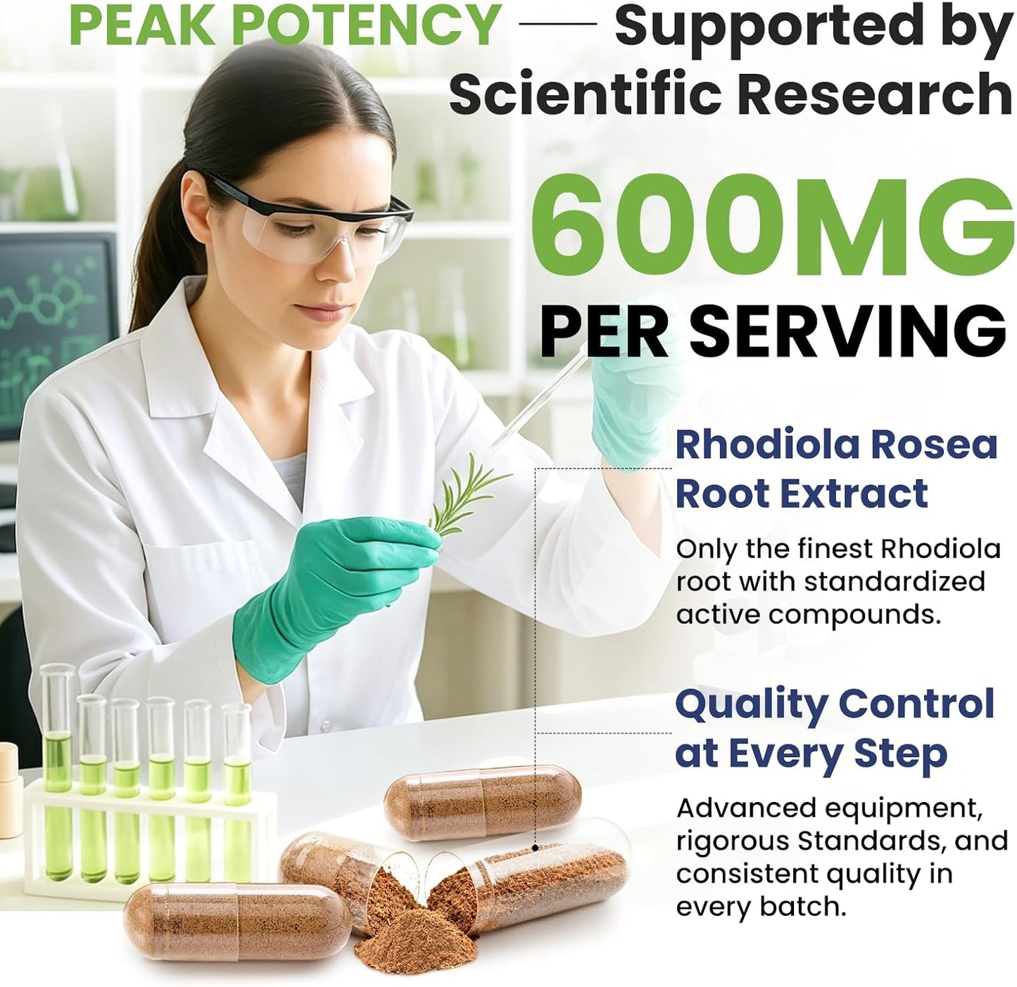 Totaria Rhodiola Rosea Supplement 600mg, 4 Month Supply, 3% Salidrosides 1% Rosavins, Vegan Golden Root Adaptogen Capsules, Rhodiola Rosea Extract Powder, for Stress, Mental Focus, Energy, 120 Counts