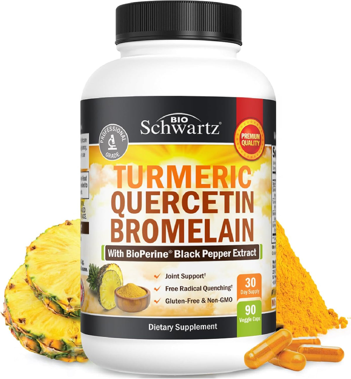 Turmeric Quercetin with Bromelain Supplement - 90 count