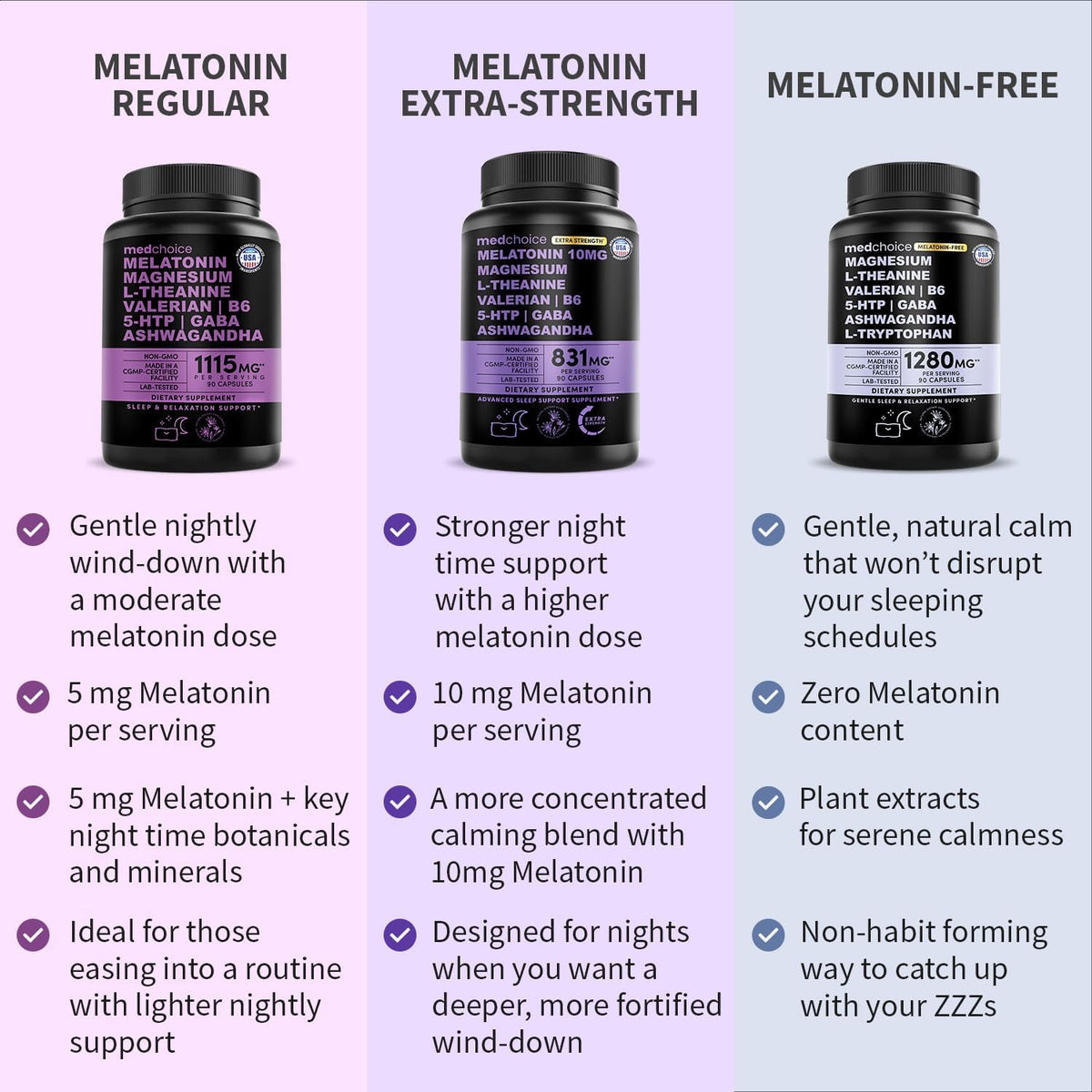MedChoice 12-in-1 Melatonin 10mg Extra Strength Sleep Capsules, 90ct