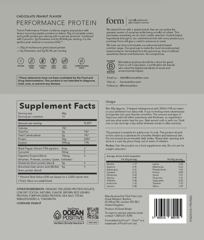 Form Performance Protein - Vegan Protein Powder - 30g of Plant Based Protein