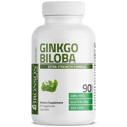 Bronson Ginkgo Biloba Extra Strength Brain & Memory Support 120 Capsules | Vegetarian, Non-GMO, Gluten Free, Soy Free, Memory, Cognitive & Brain Health Support