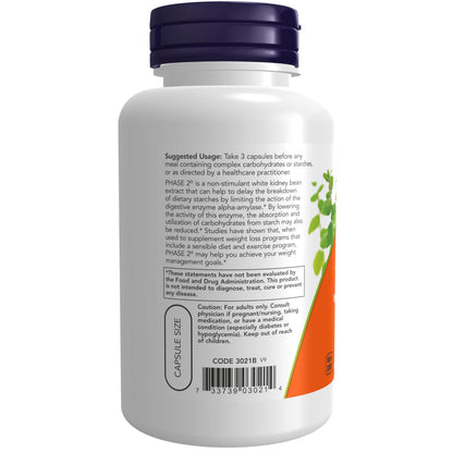 NOW Supplements, Phase 2® (White Kidney Bean Extract) 500 mg, Weight Management