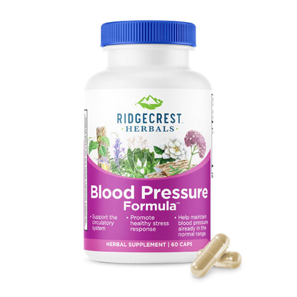 RidgeCrest Herbals Blood Pressure Herbal Formula Circulation Support 120 Ct | 60 Servings, 12 Herbs, Poria Mushroom, Gastrodia, Gardenia, Supports Vascular Wellness, Natural Herbal Blend for Adults