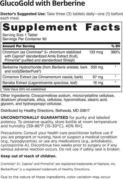 DOCTORS' PREFERRED GlucoGold with Berberine and Magnesium Glycinate Supplement