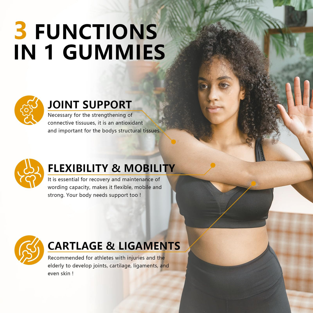 Sugar Free Glucosamine Chondroitin Gummies, Extra Strength 1500mg Glucosamine