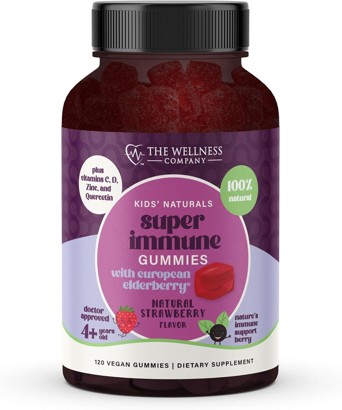 Super Immune Elderberry Gummies, Zinc & Vitamin C, Non-GMO, 60ct