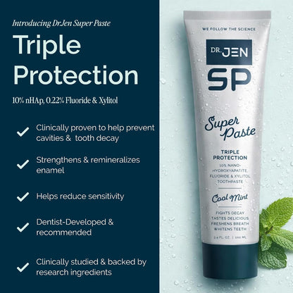 Dr. Jen Super Paste Toothpaste, 10% Nano Hydroxyapatite, Dentist Designed