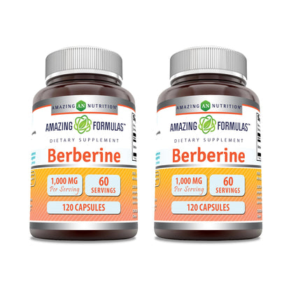 Amazing Formulas Berberine 1000mg Per Serving Capsules Supplement | Non GMO | Gluten Free | Made in USA (360 Count)
