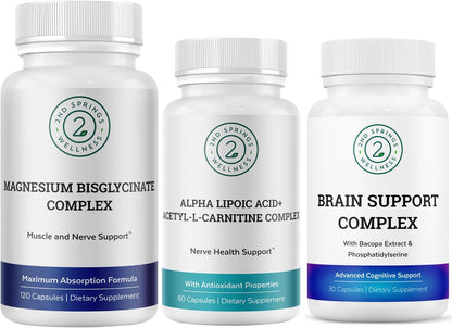 ALA & ALC Complex + Brain Support + Magnesium Bisglycinate Bundle | Energy, Focus, Memory, Cognitive Support, Nerve Health, Calm & Daily Wellness