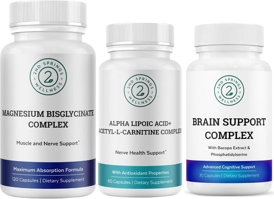 ALA & ALC Complex + Brain Support + Magnesium Bisglycinate Bundle | Energy, Focus, Memory, Cognitive Support, Nerve Health, Calm & Daily Wellness