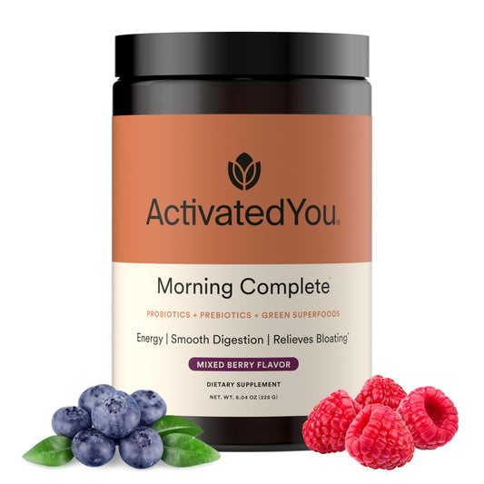 ACTIVATEDYOU Morning Complete Daily Wellness Greens Superfood Drink Mix for Gut Health w/Prebiotics, Probiotics, Antioxidants, Green Superfoods, 10 Billion CFUs, 30 Servings (Citrus)