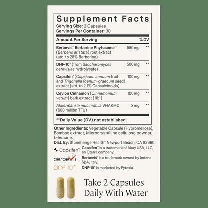 Stonehenge Health Dynamic GLP-1 Nutrition Support Supplement for Women, Men, 550mg Berbevis Berberine 10x Better Absorbed, Akkermansia, DNF-10, Capsifen Support Appetite, Gut Health - 60 Veg Caps