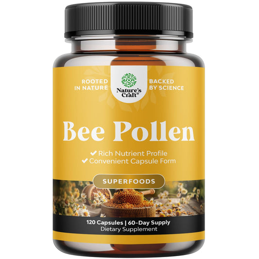Bee Pollen Pills for Breast Growth 60 Ct - Bee Pollen Supplement 1000mg Serving with Naturally Occurring B Vitamins Minerals & Enzymes - Breast Support Supplement - Vegetarian Non-GMO & Gluten Free