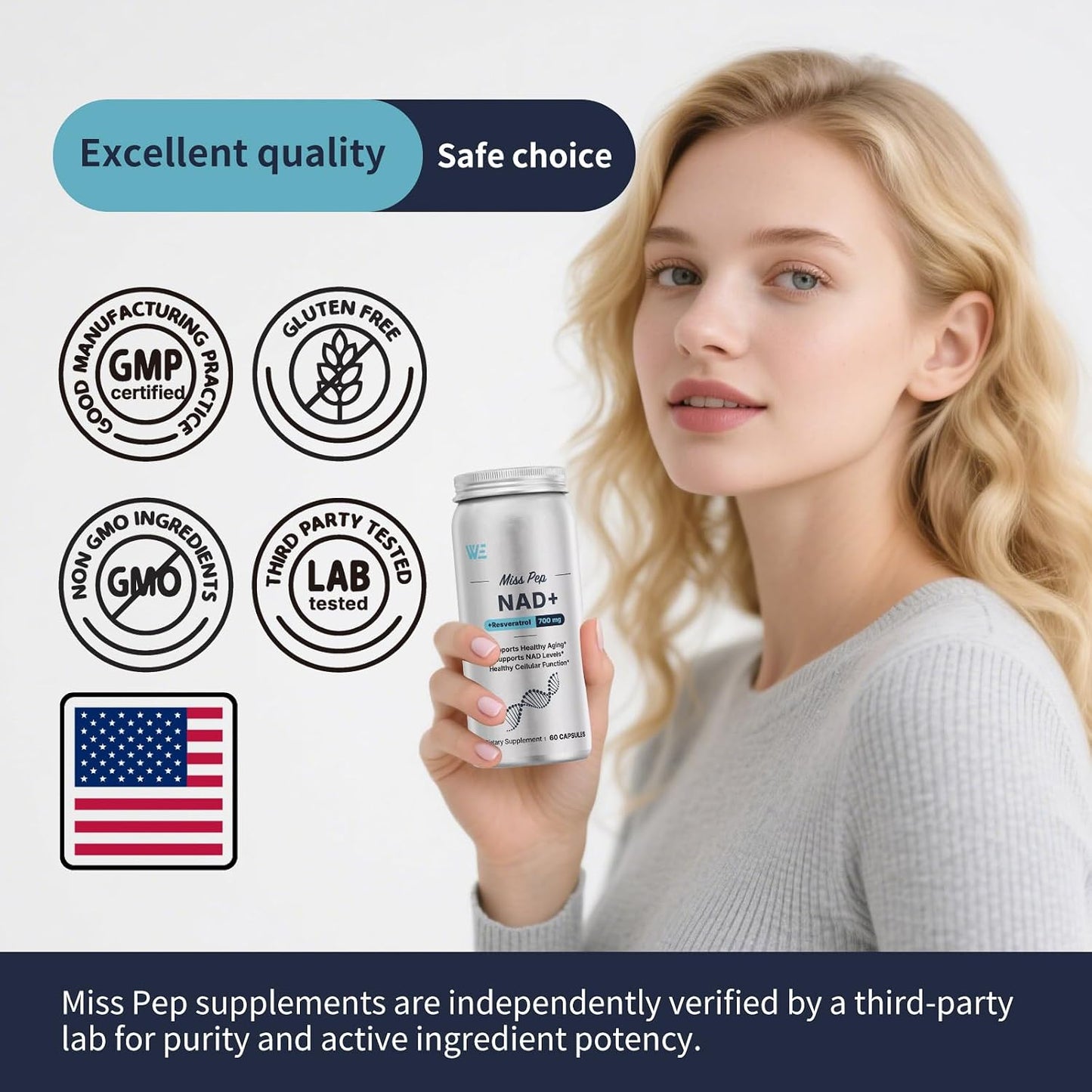 NAD Supplement for Men,Liposomal NAD+ NMN Alternative Supports Cell Health, Slows Aging, Helps Focus, and Promotes NAD+ Production - 60 Capsule