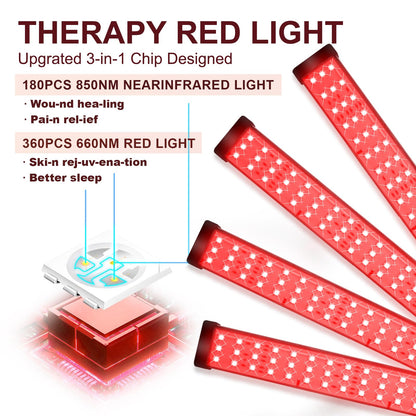 Red Light Therapy for Body with Tripod, 180LEDs Upgrated 3-in-1 Chip Infrared Light Therapy Device