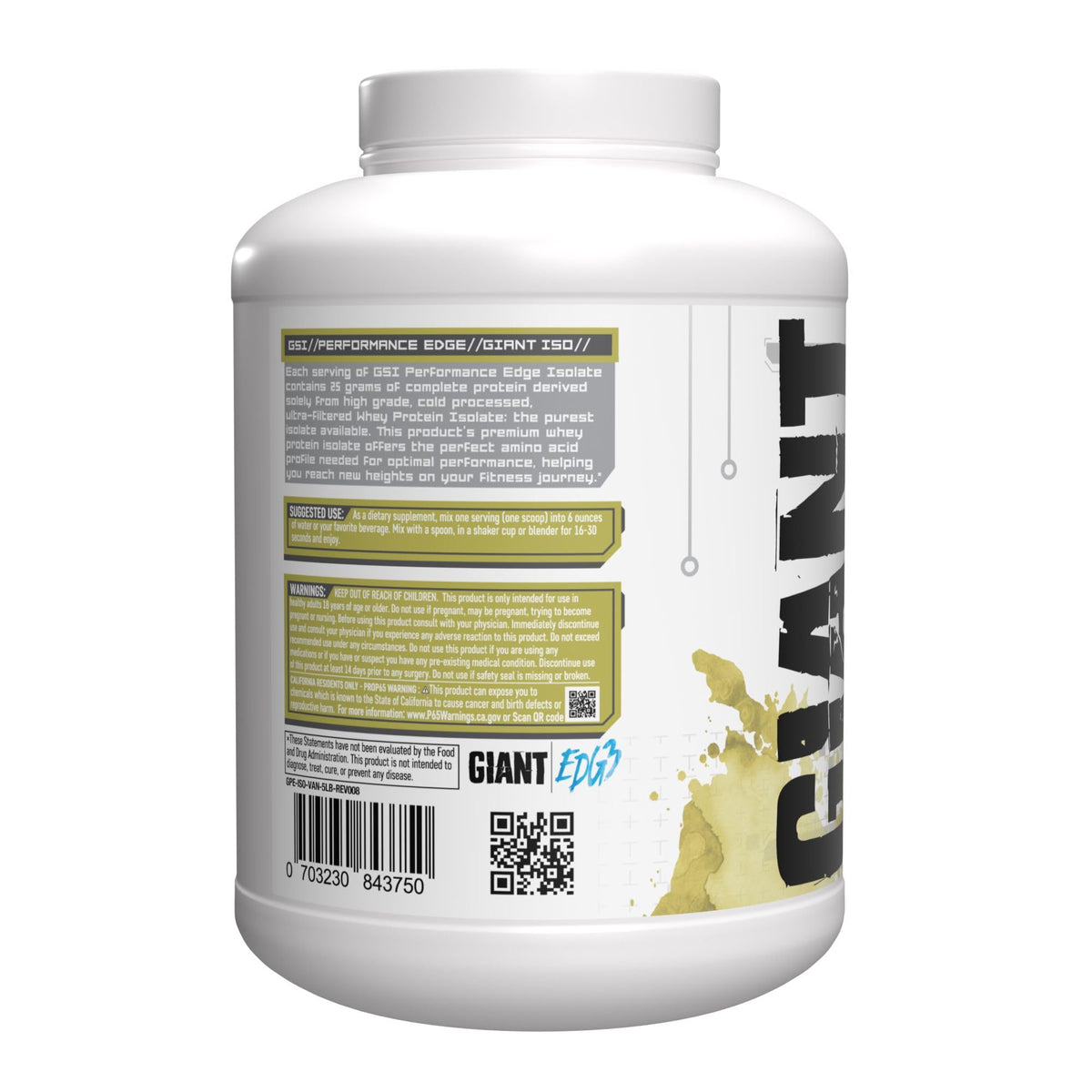 Giant Edge Series 100% Whey Protein Isolate - 25g Pure Whey Isolate - Zero Sugar, Zero