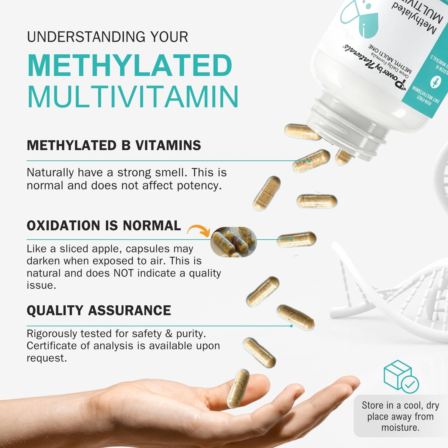 Power By Naturals Methyl Multi One – Iron-Free Methylated Multivitamin with 5-MTHF, Methyl B12 & CoQ10 – Methylation Support for Men & Women – Vegan, Non-GMO – 60 Capsules (2-Month Supply) | With 5-MTHF, Methyl B12 & CoQ10 - Methylation Daily Support for