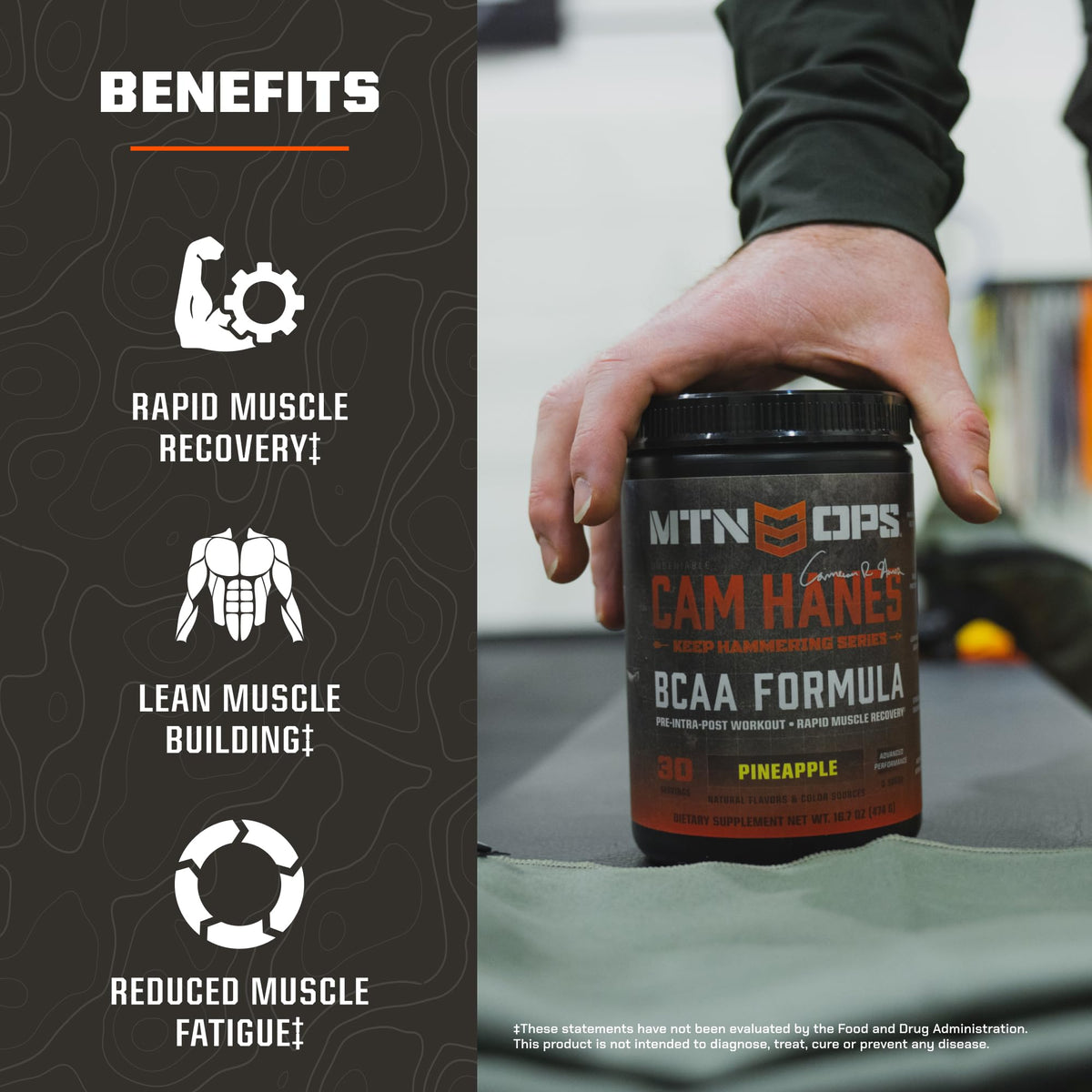 MTN OPS BCAA Powder for Muscle Recovery, Strawberry Dragonfruit