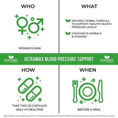 Sundhed Natrual UltraMax Blood Pressure with Bioperine for Enhanced Absorption