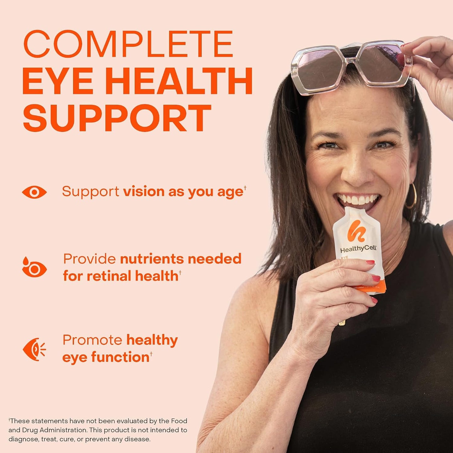 Healthycell Eye Health Daily Liquid Supplement - 30 Gel Packs | Eye Vitamins & Minerals with Lutein, Zeaxanthin, Astaxanthin & Beta Carotene for Sight Care & Macular Support