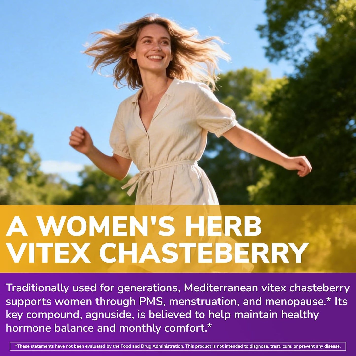 Organic Vitex Chasteberry Supplement for Women, Hormone Balance, Fertility Support, Healthy Menstrual Cycle, Vegan, 120 Capsules