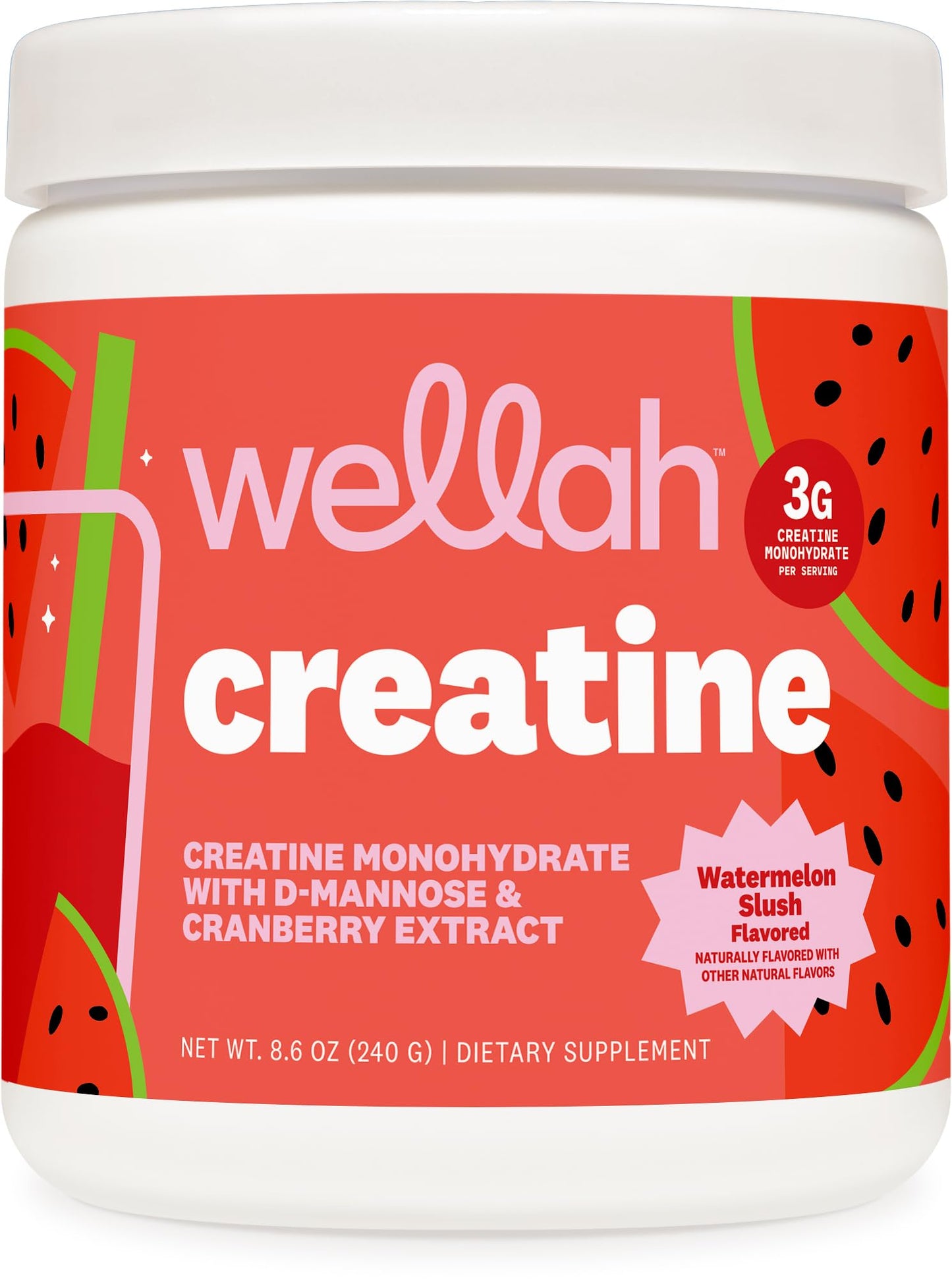 Wellah Creatine for Women - Creatine Monohydrate with Dandelion & Cranberry Extract (50 Servings, Strawberry Lemonade) | Creatine Monohydrate with Dandelion & Cranberry Extract