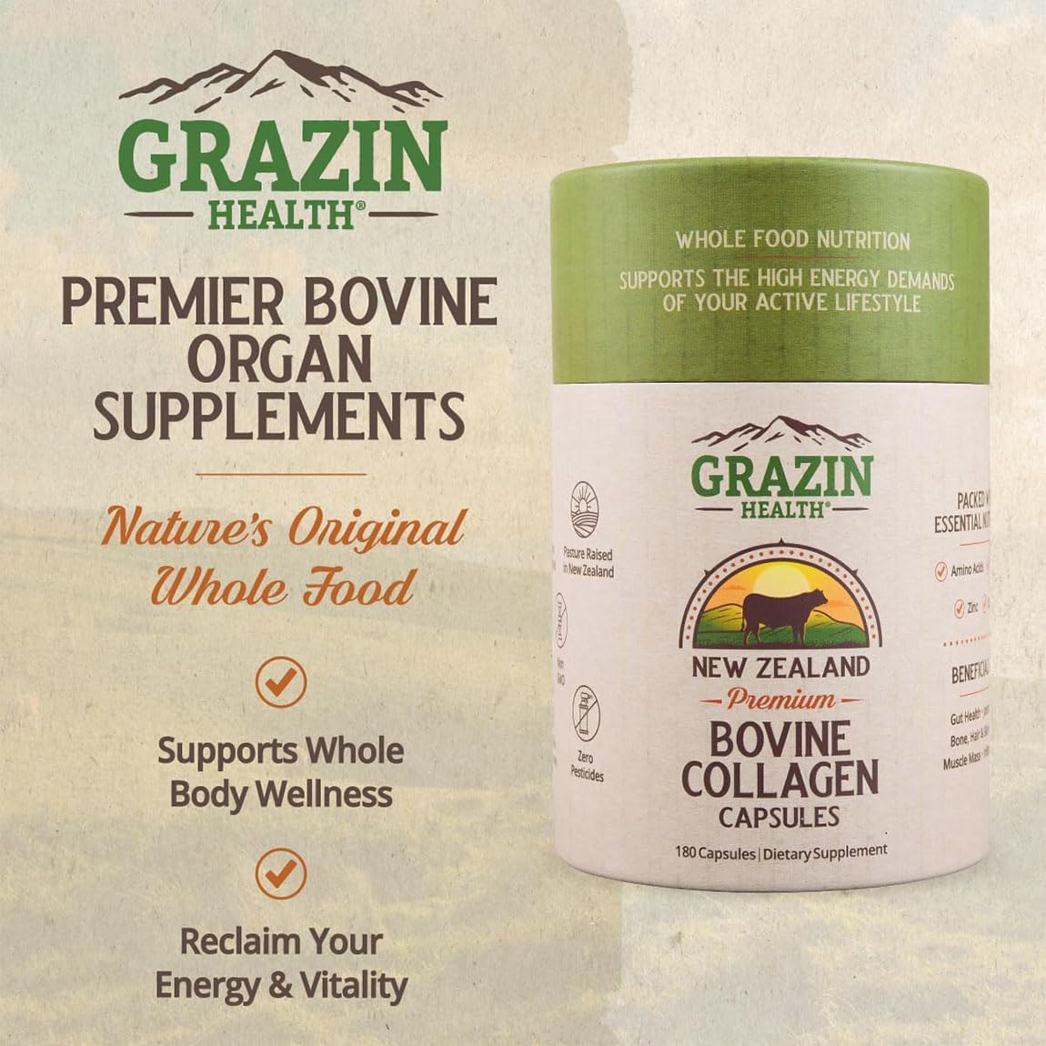 Women’s Wellness Bundle | Organ Capsules + Collagen Capsules | Whole-Food Female Organ Support & Hydrolyzed Collagen from New Zealand Sources | Clean Daily Wellness Routine