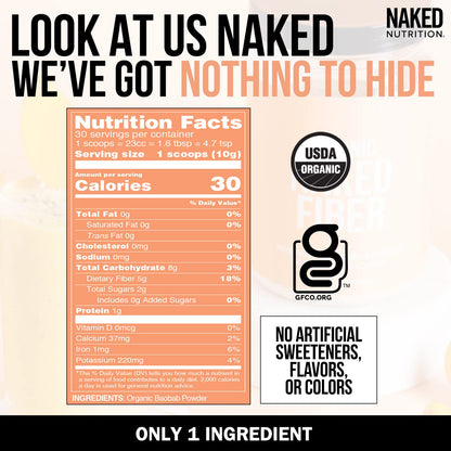 Naked Nutrition Naked Fiber Organic Baobab Powder Fiber Supplement