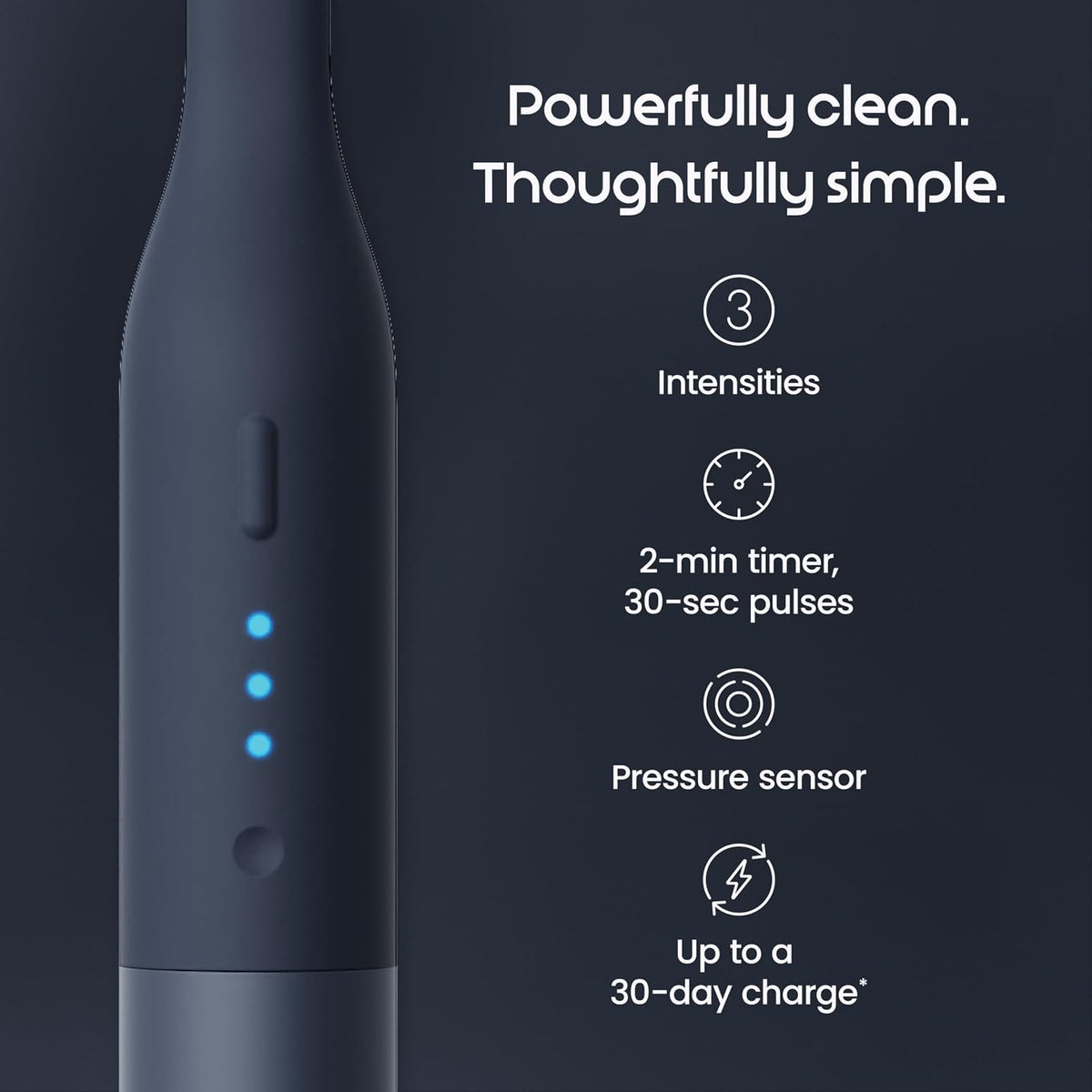 Quip Ultra Lite Sonic Electric Toothbrush, 3 Modes, Mirror Mount, Ash