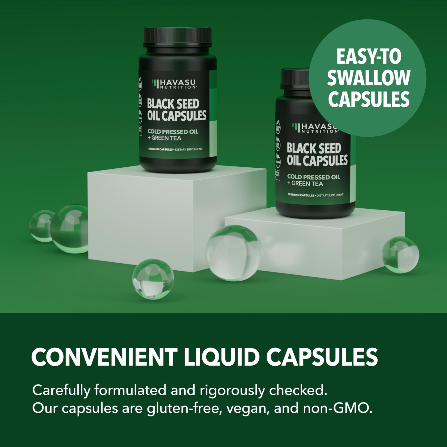 Black Seed Oil Capsules, Vegan, Non-GMO, Cold-Pressed Nigella Sativa, 90ct | 1500mg Per Serving Black Cumin Supplement for Skin Health, Immune Function, and Digestive Health, Unflavored, 30 Servings