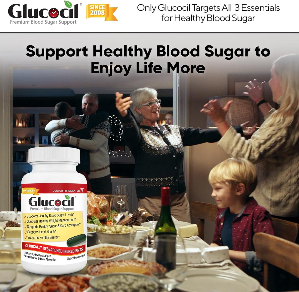 Glucocil – Softgels - Premium Blood Sugar Support - New Clinical Study Published March 2026-3 Million Bottles Sold - Supports the 3 Essentials for Healthy Blood Sugar - Since 2008