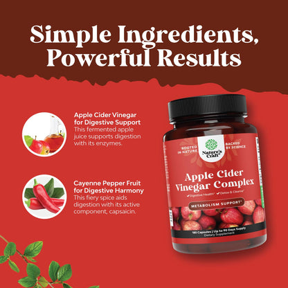 Cleansing Apple Cider Vinegar Capsules - ACV Deep Cleanse and Detox Pills for Gut