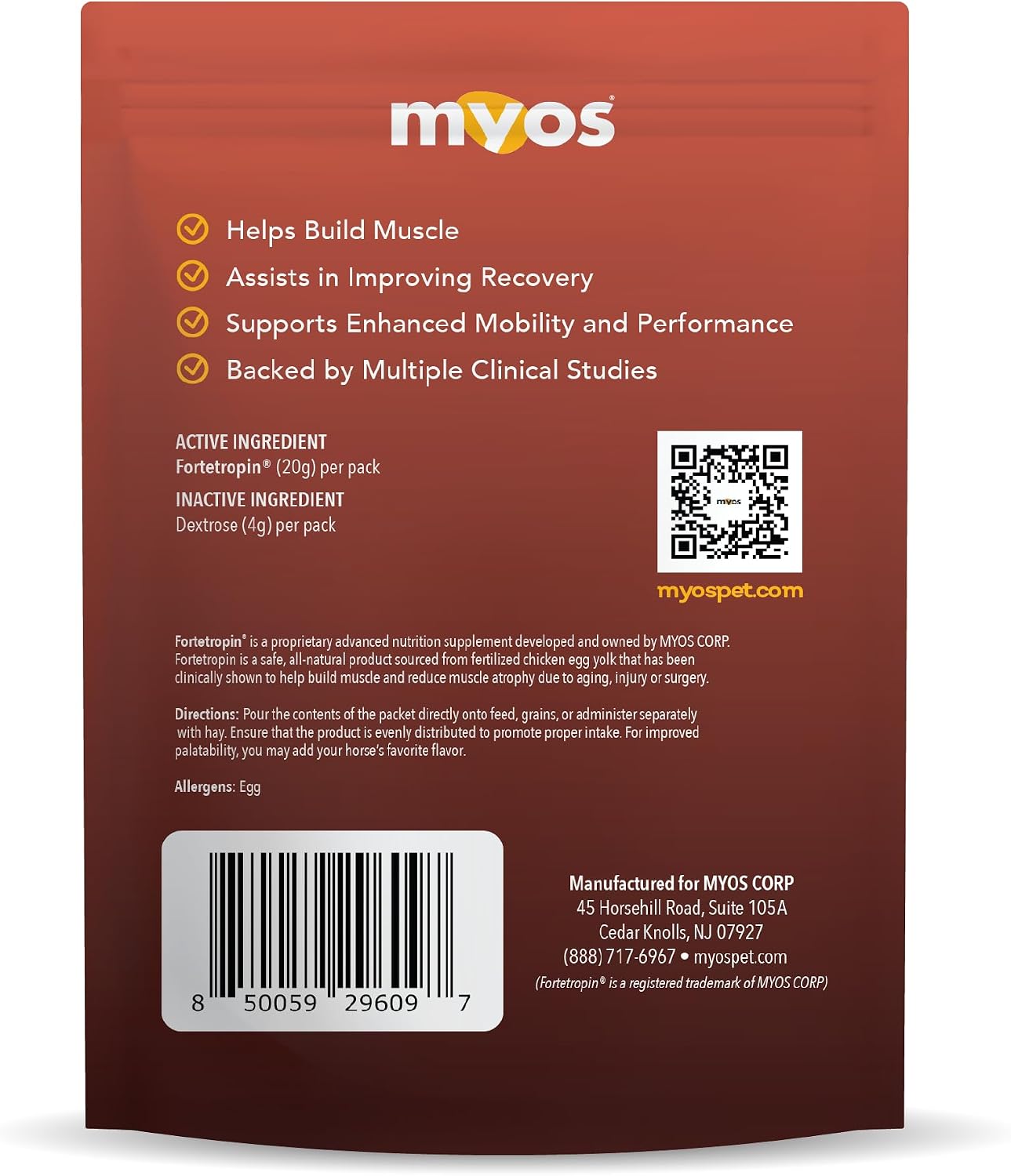 MYOS Equine Muscle Formula - 30 Servings Bucket with Individual Serving Packs