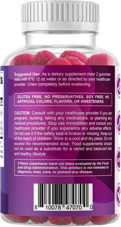 Vitamatic Biotin Gummies 10,000 mcg, 60 Vegan Gummies, Raspberry Flavor | 10000 mcg Per Serving, Natural Raspberry Flavor, Pectin Based, Non-GMO, Gluten Free, GMP Certified