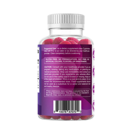 Vitamatic Biotin Gummies 10,000 mcg, 60 Vegan Gummies, Raspberry Flavor | 10000 mcg Per Serving, Natural Raspberry Flavor, Pectin Based, Non-GMO, Gluten Free, GMP Certified