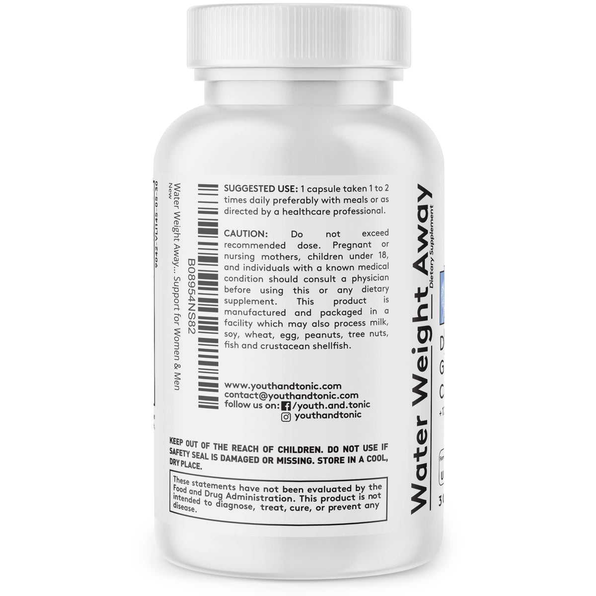 Youth & Tonic Natural Water Weight Away Pills for Swelling Water Retention